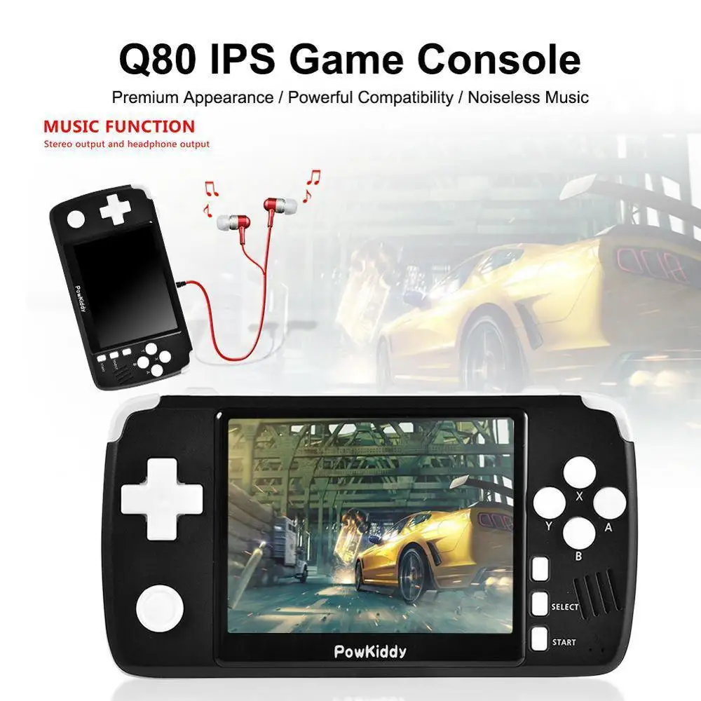 - Powkiddy Q80 Retro Video Game Console Handset 35 IPS Screen Memory 16G Games Open Simulator NEW 1000 Games BuiltIn PS1 T4N7