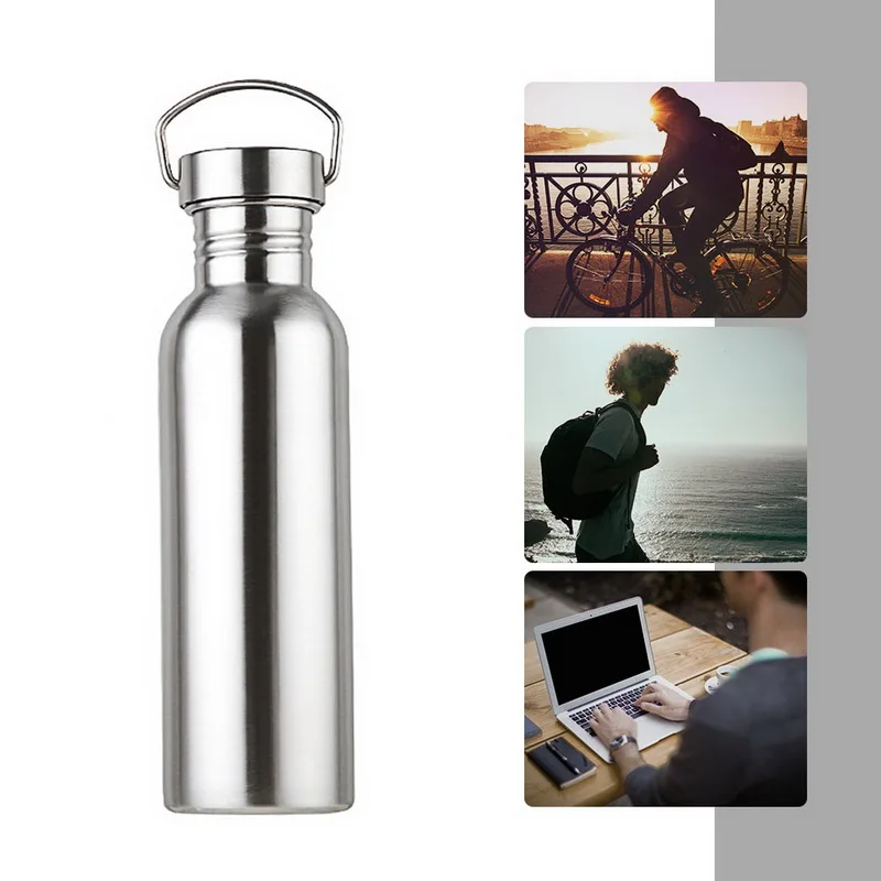 Urijk Fashion 350/500/750ml Large Capacity Stainless Steel Single Layer Sports Kettle Outdoor Bicycle Water Bottles