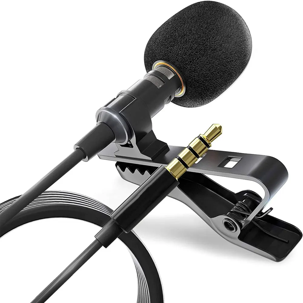 

1.5m Omnidirectional Metal Microphone 3.5mm Jack Lavalier Tie Clip Microphones Mini Audio Mic for Camera Computer Laptop Phone