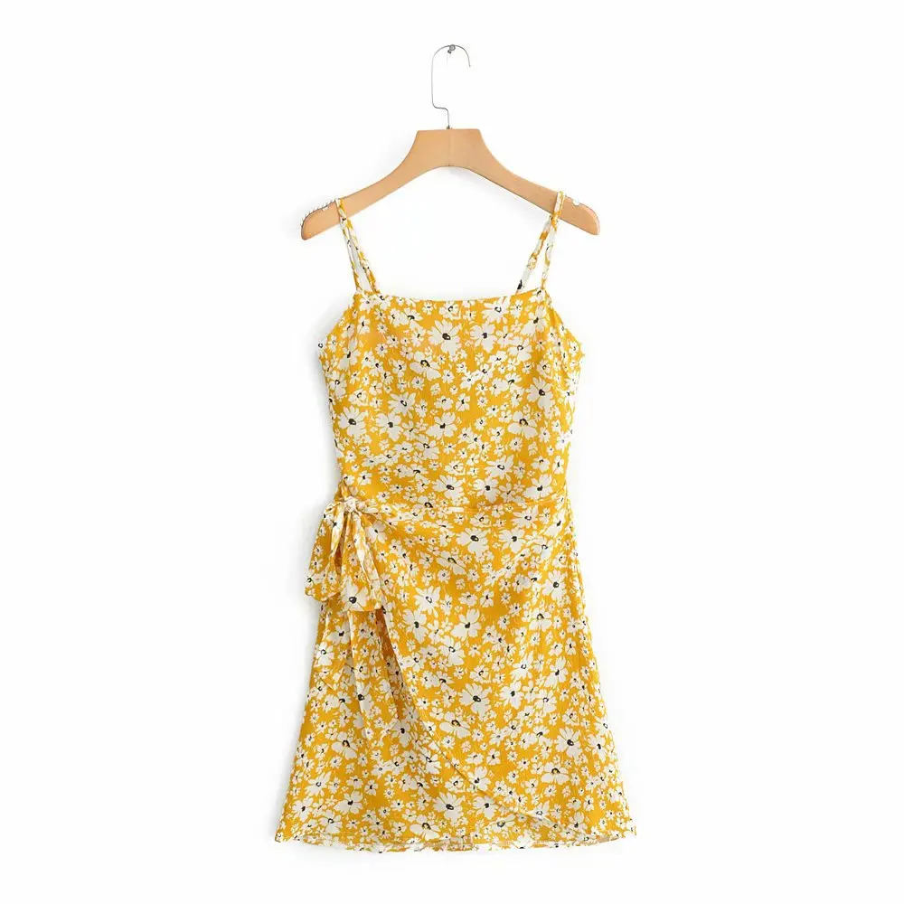 Новое поступление Juliet 45-9092 Европейская и американская мода асимметричное платье на бретельках с принтом