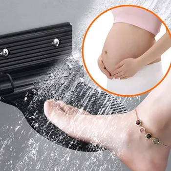 

LIUYUE Shower Footstool Aluminium Alloy Black/Silver Wall Mounted 1pc Shower Footstool Bathroom Rest Pedestal Footstool Hardware