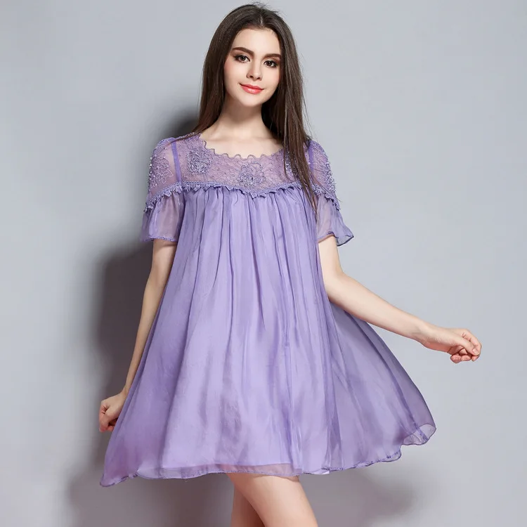 

Deficit Clearance Spring L2474 2017 Summer New Style WOMEN'S Dress Beads Gauze Embroidery a Version Loose-Fit Dress