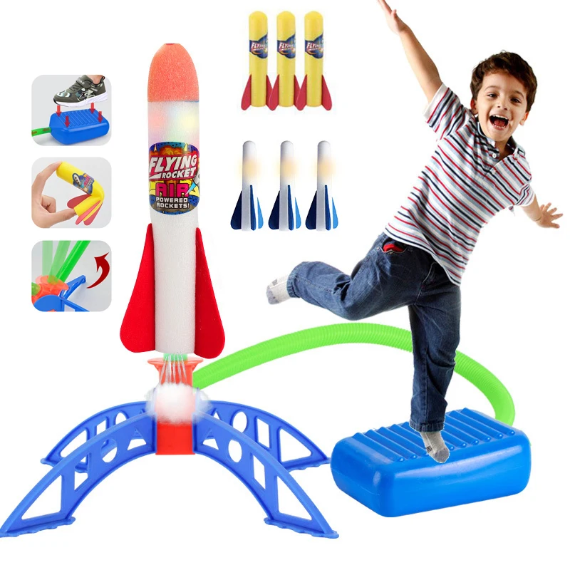 

Air Pressed Stomp Rocket Pedal Games Outdoor Sports Kids League Launchers Step Pump Skittles Children Foot Family Game Toy