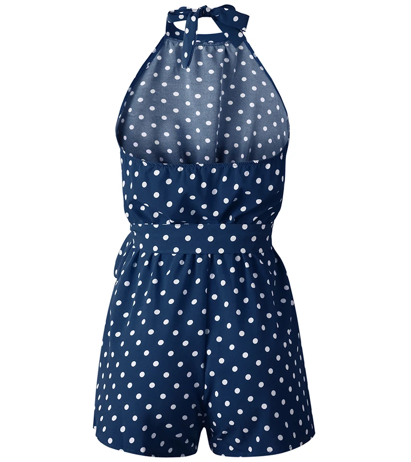 2020 Bohemian jumpsuit women summer print beach women playsuit wave point sleeveless backless sexy short ladies rompers DR282 (24)