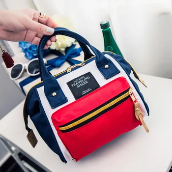 

Japanese-Style Triple Use New Style Smiling Backpack Hand WOMEN'S Bag Diaper Canvas Travel Bag School Bag