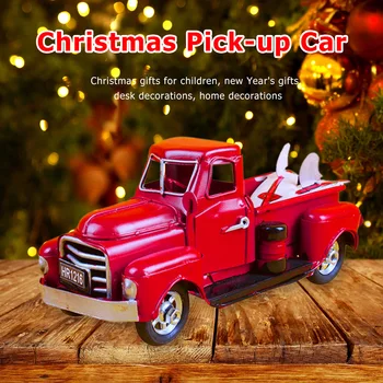 

Toys Christmas Pick-up Car Vintage Model Metal Truck Decor Kids Gift Xmas Hanging Toy Desktop Ornaments Holiday Home Decor