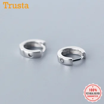

Trusta Minimalist Genuine 925 Sterling Silver Sweet Simple Moon Sun Small Hoop Earring For Women Girl Teen Jewelry Gift DS1772