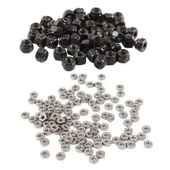 

50Pcs M2 Zinc Plated Nylock Nylon Insert Hex Lock Nuts Black & 100Pcs M2 Hex Nuts 304 Stainless Steel Fastener DIN934