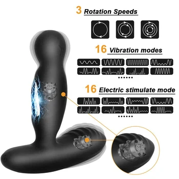 Electric Shock Pulse Man Prostate Massage Vibrators Sex Toy For Men Wireless Rotation Male Anal Butt Plug Stimulator Masturbator 2