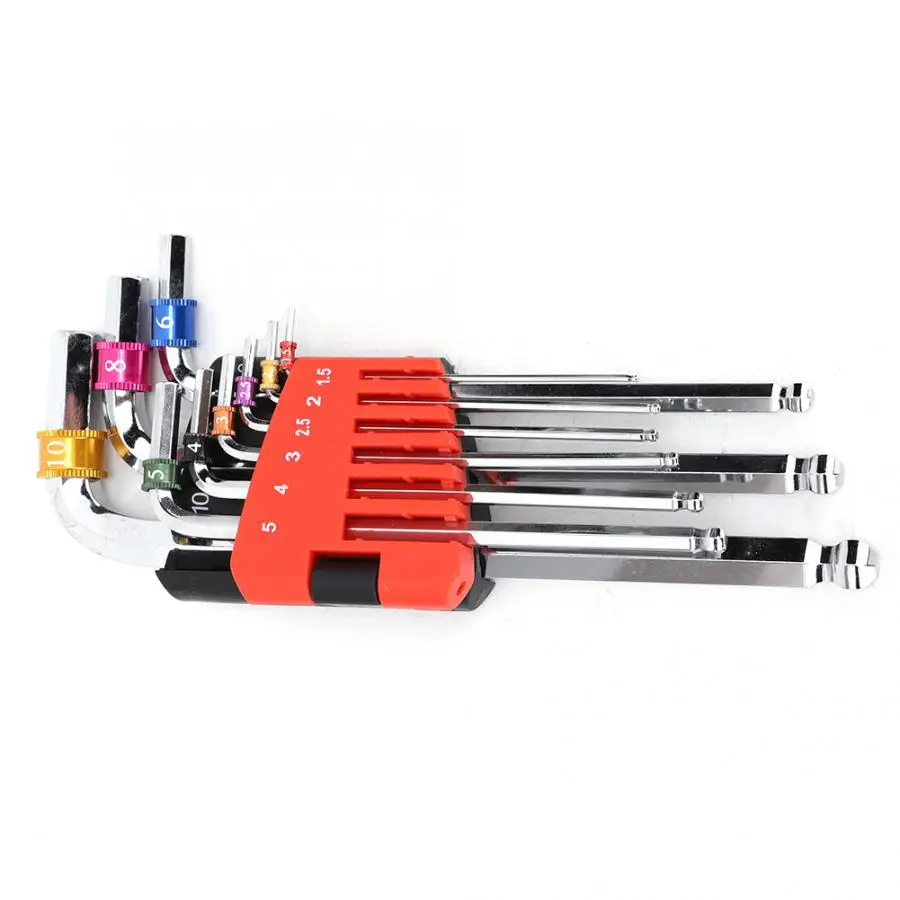 9Pcs Wrench Hex Socket CR-V L-Shape Hand Repair Tool 1.5/2/2.5/3/4/5/6/8/10mm Mid-Length/Lengthen/Star Hex/Hex Spanner