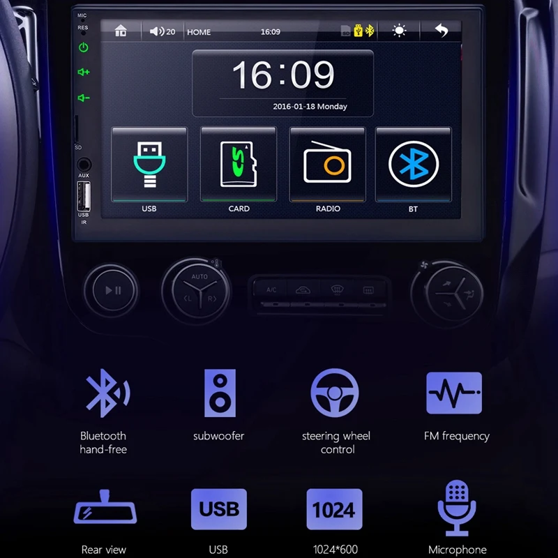 Автомобильный MP5 плеер, 7 дюймов 2DIN G-M радио 1920x1080 HD, dvd-плеер с Bluetooth CarPlay FM gps навигации