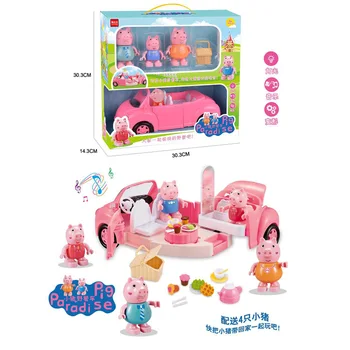 

Children's Play House Pig Picnic Car Toy Amusement Park Doll Set Villa Castle Children's Garage Kit Toy