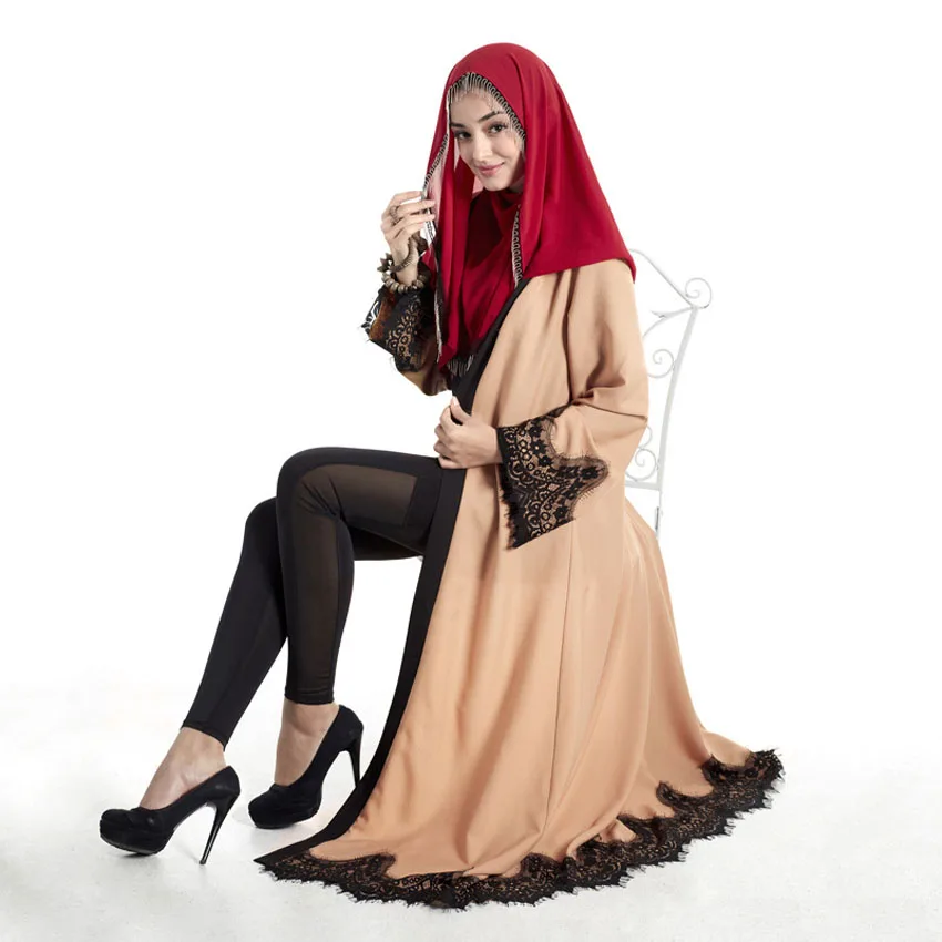 Женское длинное платье размера плюс, турецкий кардиган-кафтан, традиционная мусульманская абайя для женщин, кружевное исламское платье Рамадана Абайи