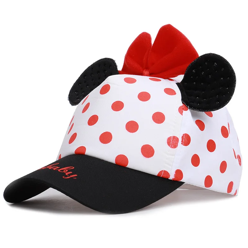 Mickey-2 Новинка; Симпатичная бейсболка в Корейском стиле с изображением Микки Мауса Для мальчиков; Детская кепка с оборками и бантом; детская шапка с ушками - Цвет: Mickey-2