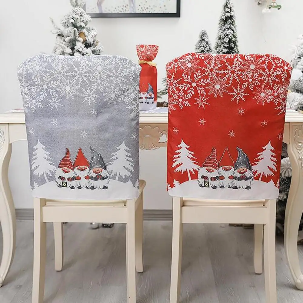 Christmas Santa Hat Dining Chair Back Covers Snowflake Xmas Table Decor Red 