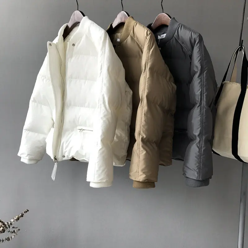 Короткая Хлопковая женская куртка со стоячим воротником Harajuku BF Стильная утепленная зимняя куртка Chaqueta Mujer бейсбольная форма парка C5997