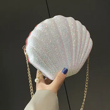 

Fashion Shell Bag Chain Shoulder Solid Color Handbags Women Small PVC Crossbody Bags Lady Crossbody Mini Bag Female Evening Bags