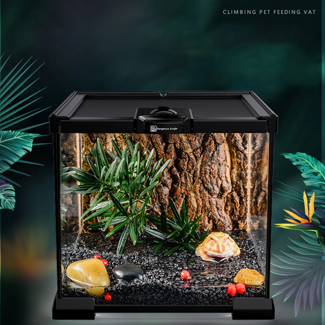 Горячая 20X20X16 Террариум для рептилий скалолазание Pet Кормление коробка