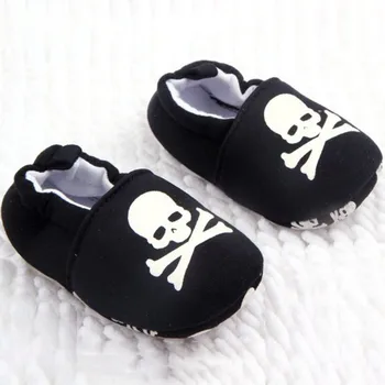 

New Cute Newborn Baby Boys Girls First Walkers Prewalker Infant Baby Unisex Skull Pirate Print Cotton Soft Bottom Shoes