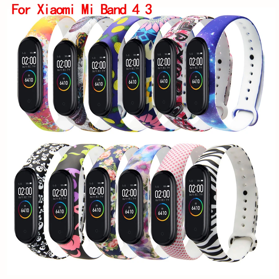 

Silicone Strap For Xiaomi Mi Band 4 3 Sport Smart Bracelet Watch Colorful Printed Strap For Miband 4 3 watch band bracelet