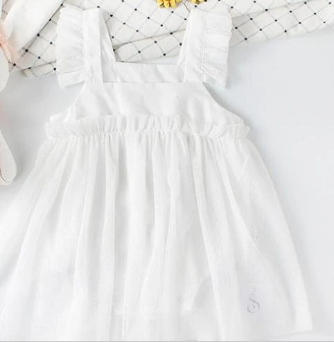 Koodykids/платье для маленьких девочек; боди; летнее треугольное платье; Комбинезон для маленьких девочек; праздничное платье; одежда; Сетчатое платье; комбинезон; Новинка года - Цвет: white