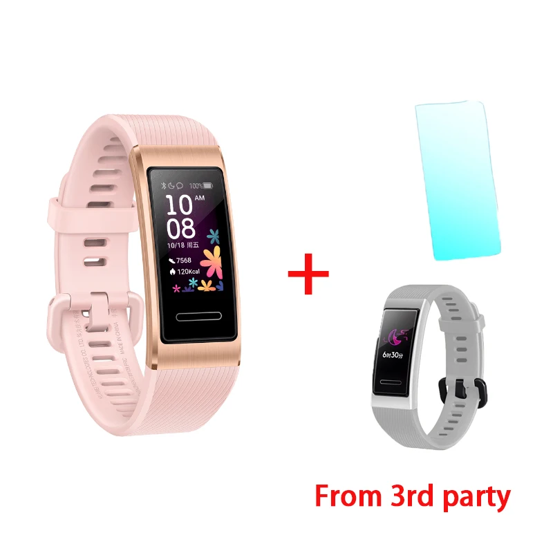 pink add gray film Умный Браслет huawei Band 4 Pro, инновационные часы, лица, автономный gps, проактивный мониторинг здоровья, SpO2, кислород крови - Цвет: pink add gray film