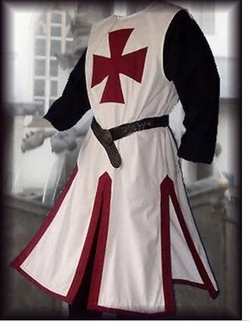 Mens Crusader Costume Medieval Templar Renaissance Knight Warrior Tunic Retro Halloween Cosplay Top with Cross