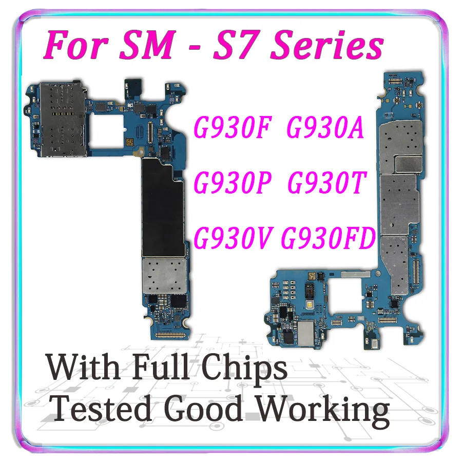 Original For Samsung Galaxy S7 G930F G930A G930P G930T G930V G930FD Unlocked Motherboard With Full Chips all tested Logic Board