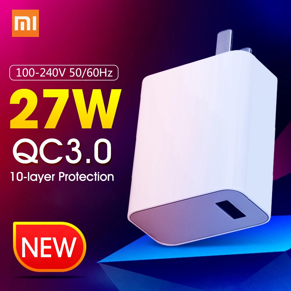 

Xiaomi 27W USB Charger Phone US Power Adapter Home Travel Adaptor Charging Converter Wall Charger Jack Connector AC100-240V
