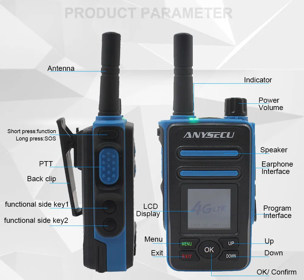 ANYSECU 4G сеть радио 4G-F8plus с gps работает с реальным-ptt LTE WCDMA GSM Walkie Talkie PC dispatcher домофон