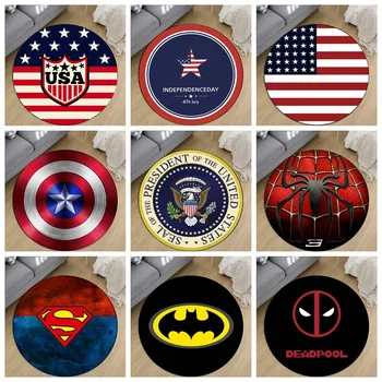 

60CM Circular Marvel The Avengers Plush Carpet Iron Man batman Spiderman Deadpool Rug Mat Christmas Gift Toys For Kids