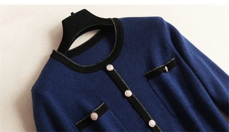 Европейские модные Подиумные Для женщин набор в новом дизайне осень-зима с длинными рукавами кардиган, вязаный свитер и брюки костюм Набор из двух вещей