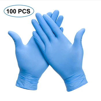 

100 Pcs Blue Disposable Nitrile Gloves Comfortable Grade Gloves Latex Powder Free PVC Gloves Food Washing Disposable Gloves