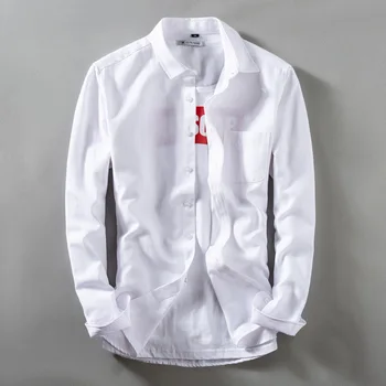 

HOHO 2020 Men Spring Cotton Linen Simple Retro Solid Color Shirt YOUTH Breathable Comfortable Long-sleeved Shirt