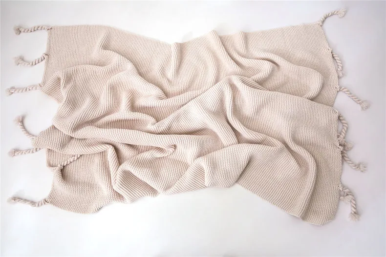 Nordic Sofa Blanket Office Leisure Knitted Blanket with Tassel Nap Air Conditioning Blanket Warm Shawl Rectangle 51X67 Inch