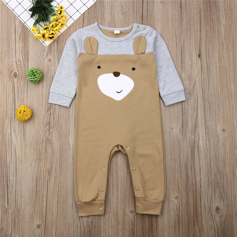 Милые Комбинезоны Bebe с рисунком медведя из мультфильма, хлопковые топы для маленьких мальчиков, брючный комбинезон, леггинсы, шапка, одежда, От 0 до 2 лет Roupa