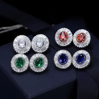 

2019 New Fashion High Quality temperament Step Square Crystal Ear Nail Anti Allergy For Women Jewelry
