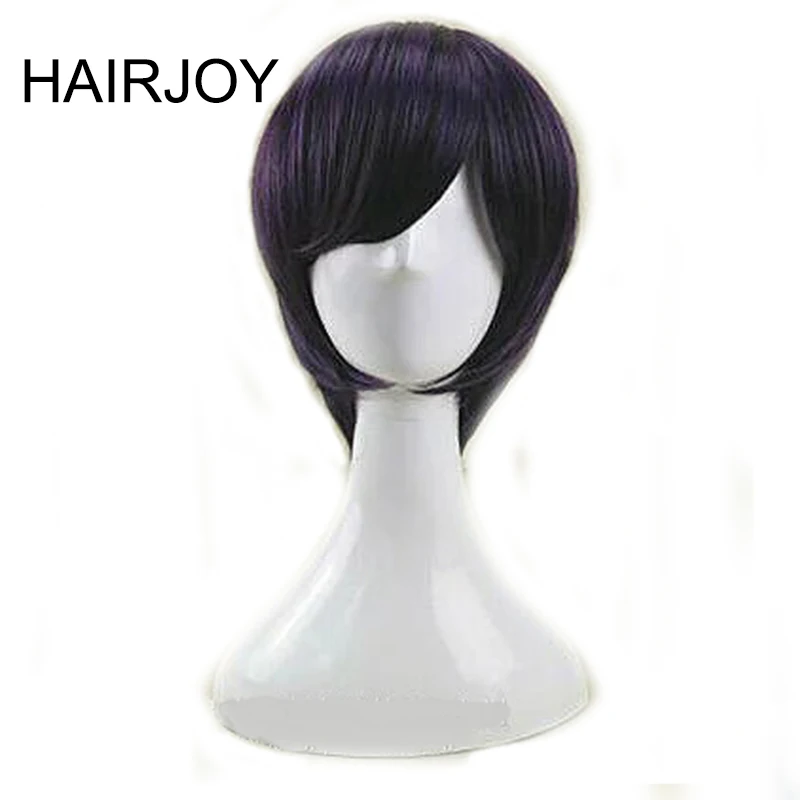 HAIRJOY синтетические волосы Короткий прямой парик для косплея Фиолетовый Синий блонд зеленый коричневый 6 цветов