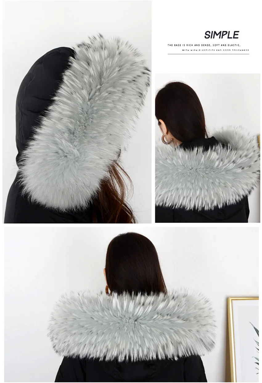 Winter Coat Female Neck Cap Long Warm Genuine Fur Scarf Big Size Neck scarf Fur Collar Real Raccoon Fur Women Scarves L44