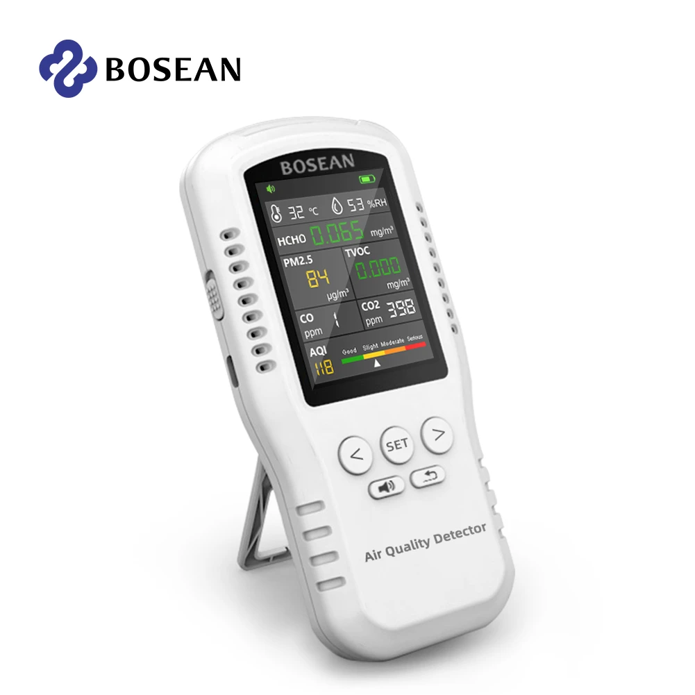 Bosean Air quality Monitor CO2 CO PM2.5 HCHO TVOC Temperature Humidity