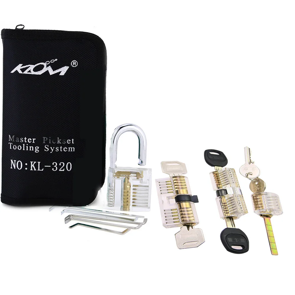 Tool with 4 locks Klom 32 шт. инструменты для снятия блокировки ручные инструменты с 9 шт. прозрачный набор для открывания замков, профессиональная тренировка слесаря - Цвет: Tool with 4 locks