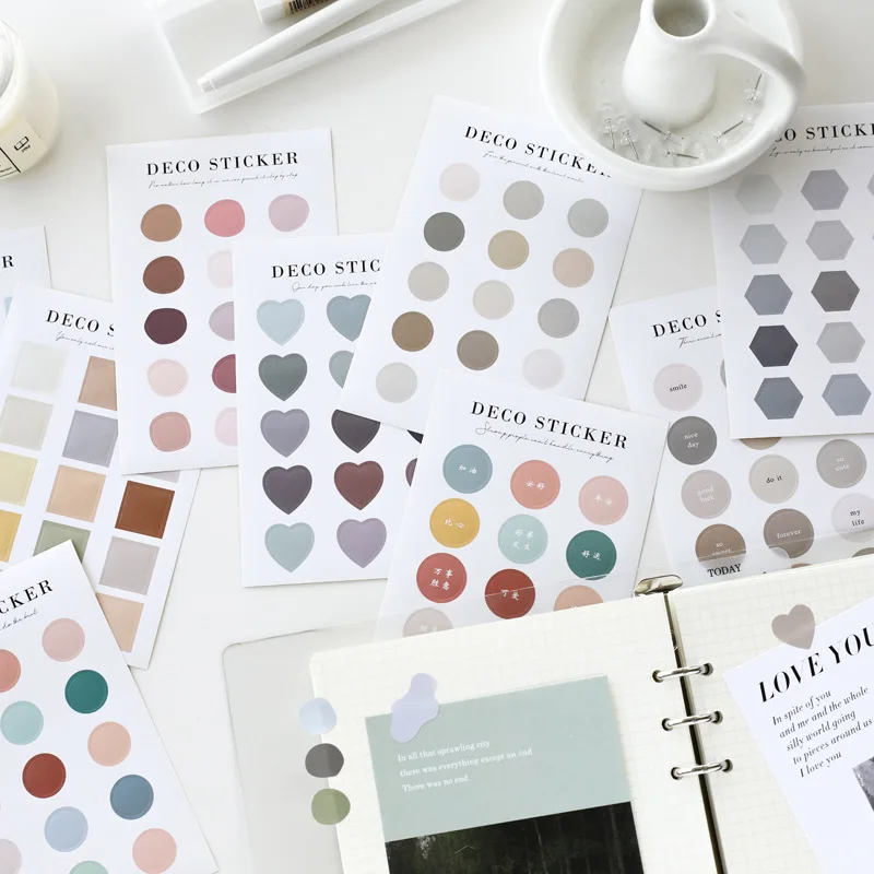 Ins Various Round Dot Label Sticker Color Morandi Photo Envelope Card Sealing Paster Stationery Notebook Diy Decorative | Канцтовары для