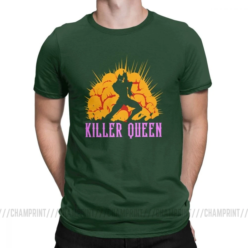 Forest Green Killer queen футболки для мужчин Jojo причудливые приключения одежда высокого качества с коротким рукавом Новинка футболка с круглым вырезом хлопковая футболка - Цвет: Forest Green