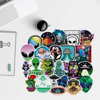 

50 Pcs Outer Space Sticker UFO Alien Computer Stickers Astronaut Rocket Cartoon DIY For Laptop Refrigerator For MacBook Sticker