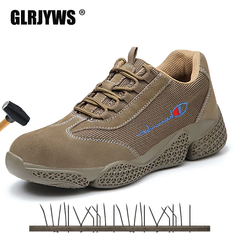 

Men's shoes safety shoes suede anti-smash anti-piercing Construction site indestructible safety work shoes men casual sneaker