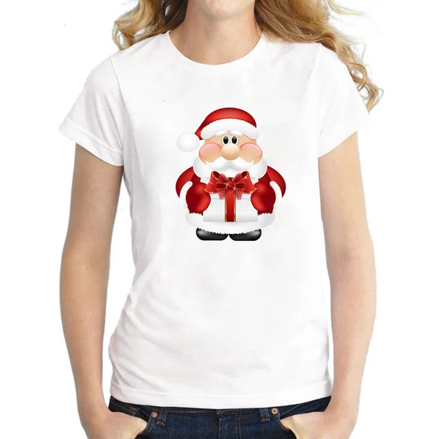 New kawaii reindeer t shirt women fashion Christmas Harajuku Short Sleeve t-shirt White Suitable all seasons Tshirt Tops clothes