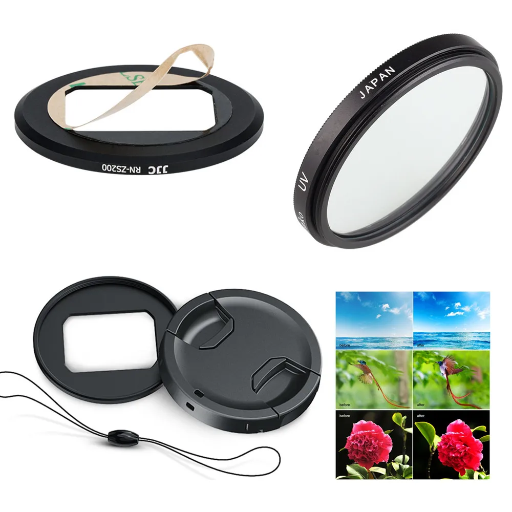 UV Adapter ring kit 49 мм УФ-фильтр и крепление фильтра адаптер крышка объектива хранитель для Panasonic TZ200 TZ220 ZS200 ZS220 TX2 камеры - Цвет: UV Adapter ring kit
