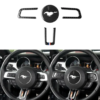 

Car Styling For Ford Mustang 2015-2017 Carbon Fiber Steering Wheel Emblem Cover Trim Car Stickers Auto Decoration Accessories