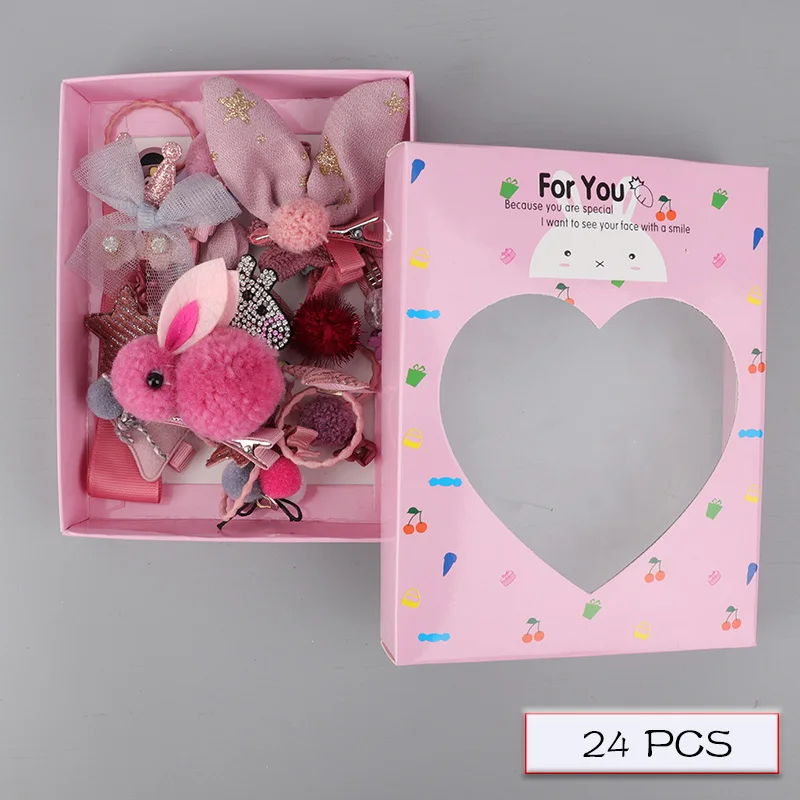 H063-1-B Children's hair accessories set baby hairpin rubber band girl birthday holiday gift cartoon hair accessories grab clip - Цвет: H063-1-B