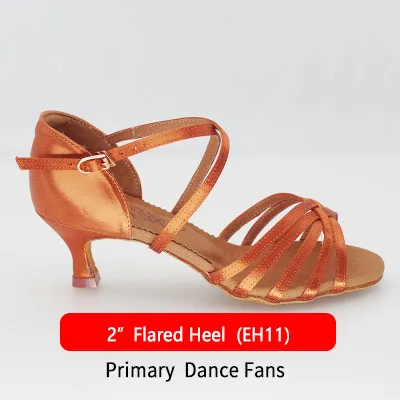 EH 11 Heel Dark Tan Новинка; женская обувь для латинских танцев; BD; коллекция 216 года; атласные сандалии; женская обувь для латинских танцев; обувь на высоком каблуке с мягкой подошвой; прямой каблук; стразы; Пряжка - Цвет: EH 11 Heel Dark Tan